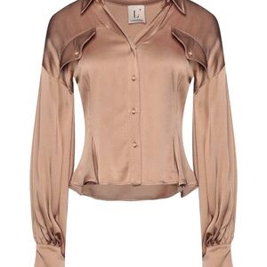Luxurious Tan Satin Blouse